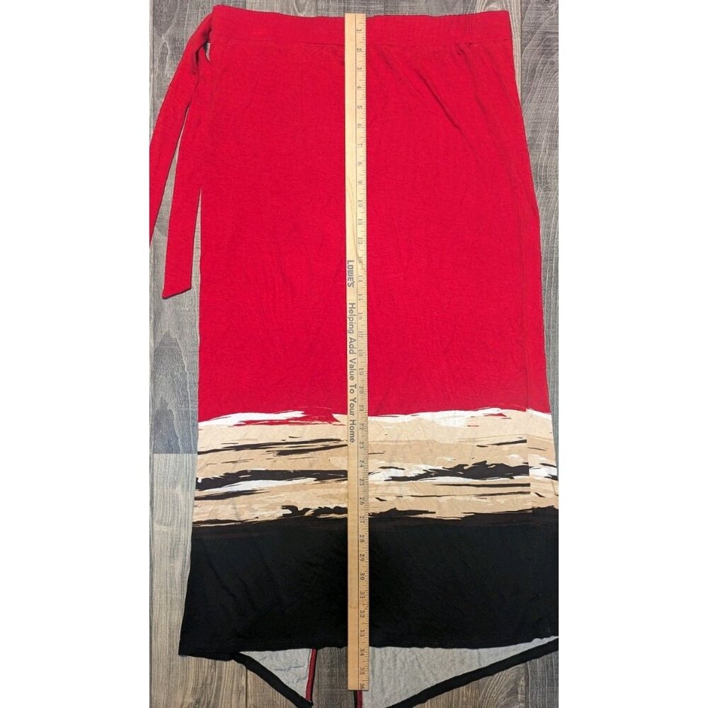 Worthington Baha 36" Multicolor‎ Tie Waist Straight Skirt Lightweight Pull On - Picture 7 of 10